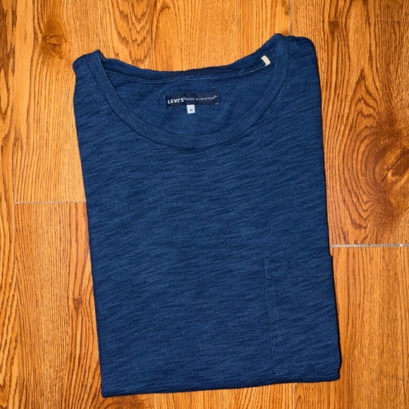 Levi’s Made & Crafted Pocket Tee Washed Blue Indigo - Picture 5 of 11